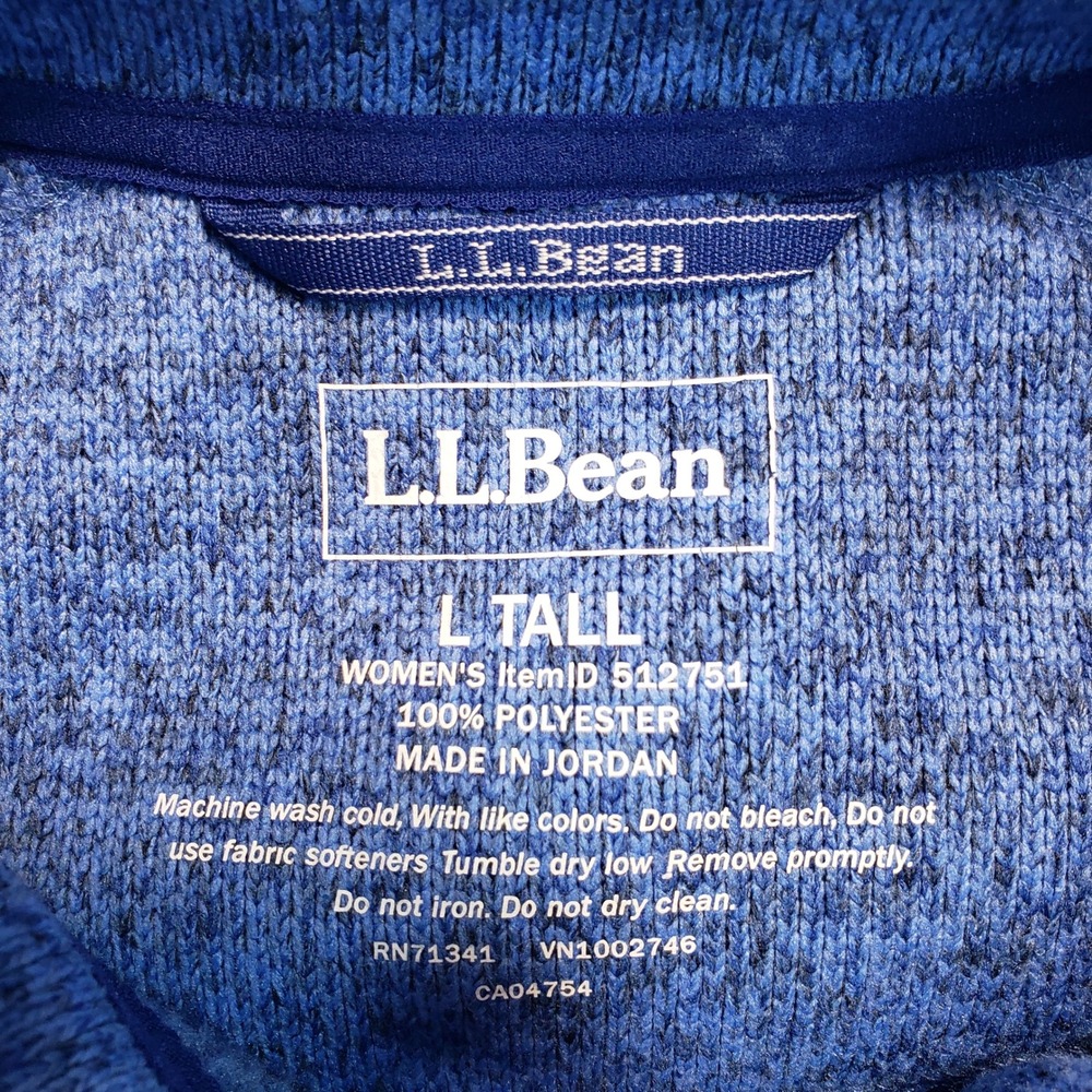 L.L. Bean Women Sweater Fleece Full Zip Jacket L Tall Blue 512751 - Picture 2 of 8